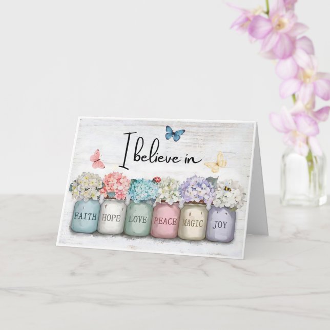 Carte Inspiration “I Believe In” Faith Hope Love Floral (Orchidée)