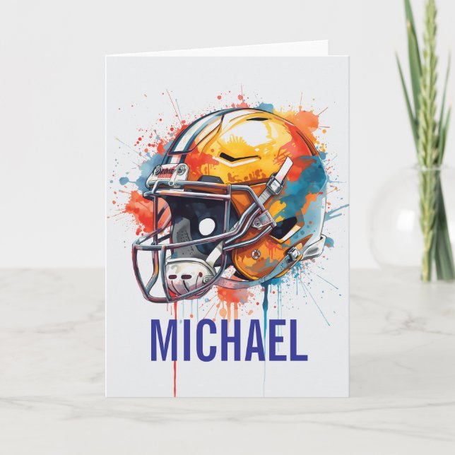 Carte Inspirational Motivational Football Helmet Name (Devant)