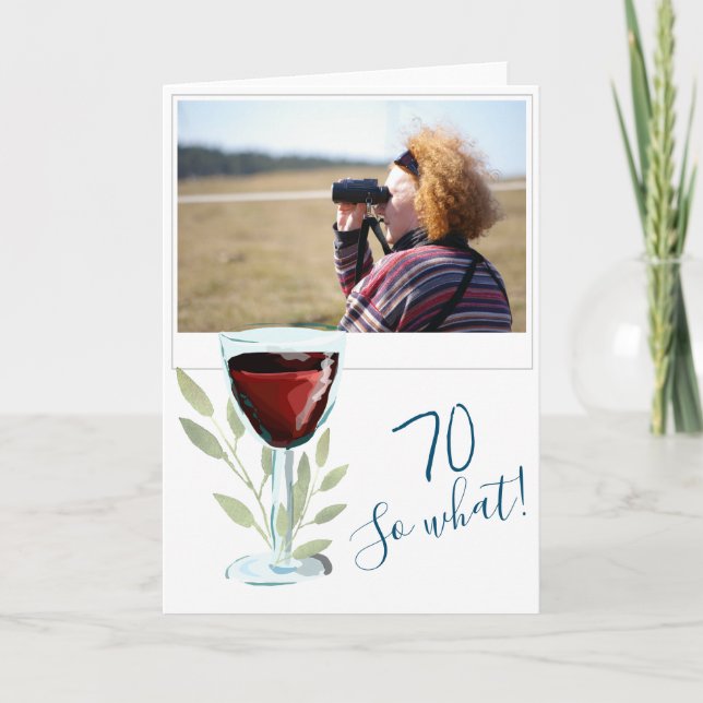 Carte Inspirational Red Wine 70th Birthday Photo (Devant)