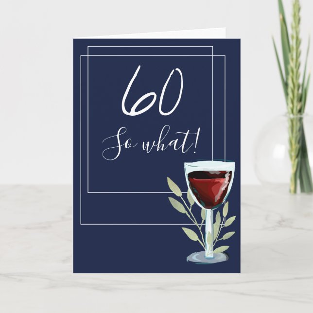 Carte Inspirational Red Wine Navy Blue 60e anniversaire (Devant)