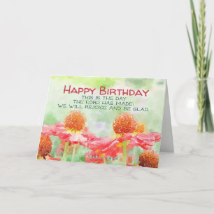 Carte Inspirationnel Psaume d'anniversaire 118:24 Fleurs