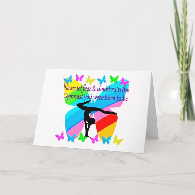 CARTE INSPIRATIONNELLE GYMNASTIQUE FILLE DESIGN BUTTERFL (Devant)