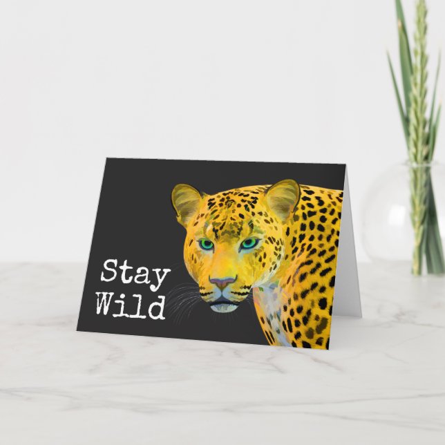 Carte Inspiré Leopard Reste sauvage Noir (Devant)
