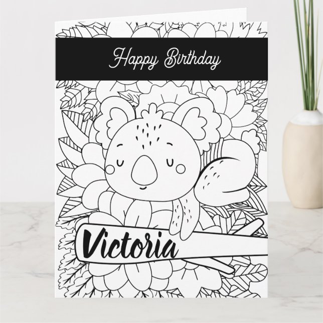 Carte Instructeur de yoga Koala Anniversaire Coloration  (Devant)