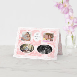 Carte Intemporel Vintage Régence 4 Photo Rose Fête des M