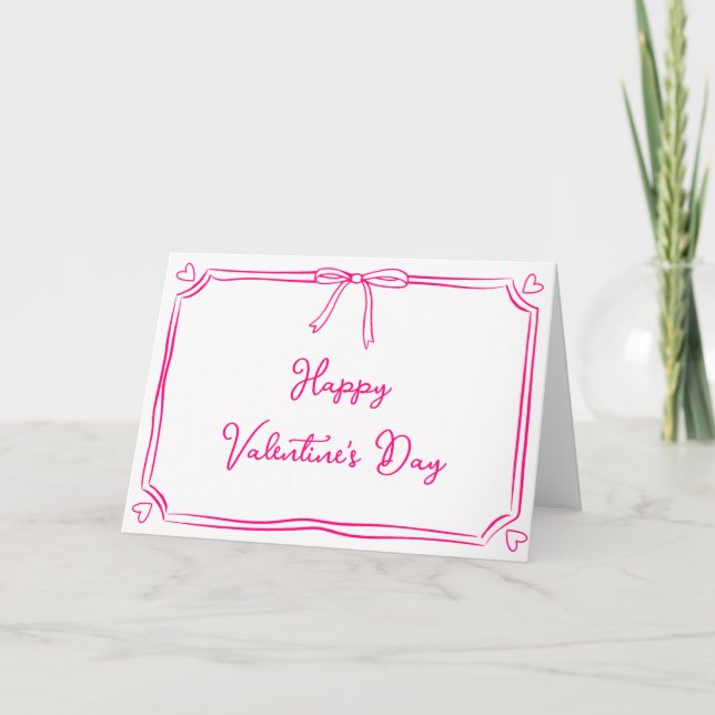 Carte Intemporelle Saint Valentin Coquette Bow Girly Pin (Devant)