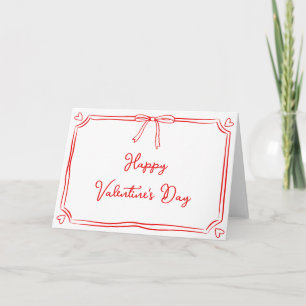 Carte Intemporelle Saint Valentin Coquette Bow Girly Red
