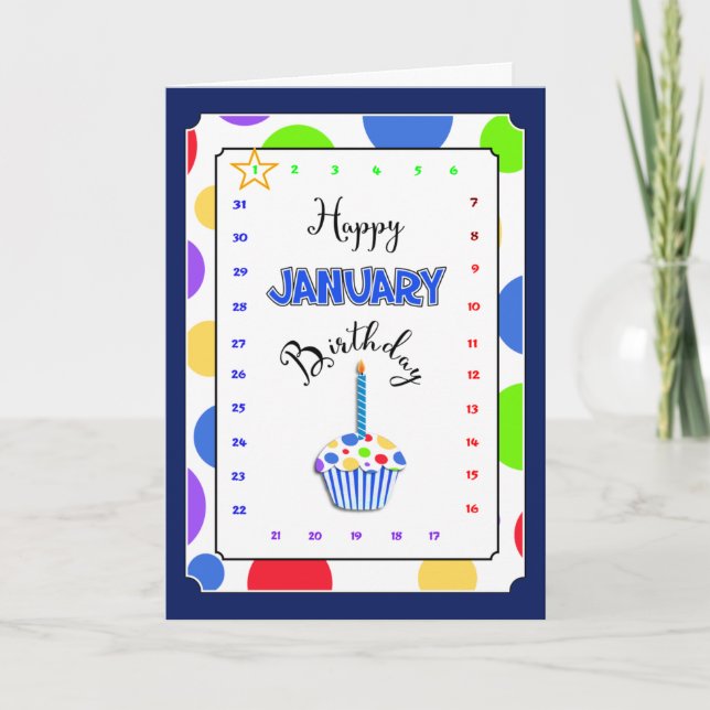 Carte Interactive Move the Star JANVIER Birthday Card (Devant)