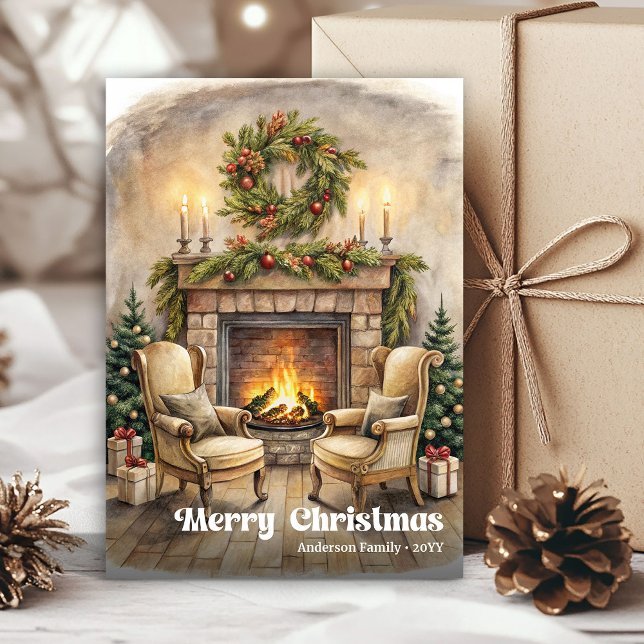 Carte intérieure de Noël joyeuse étiquette de vaca (Joyful Christmas interior card vintage holiday tag

)