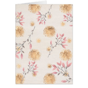 Carte intérieure florale rose avec pointes d'or