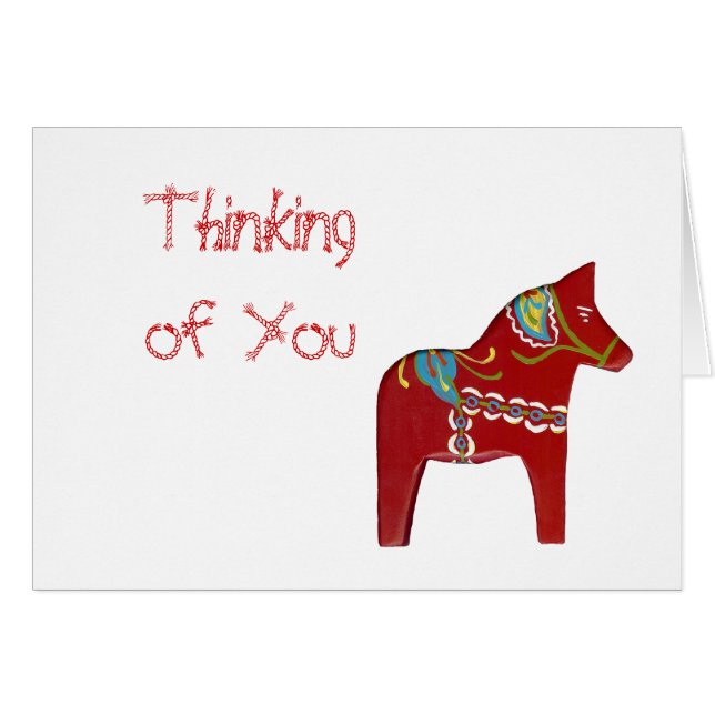 Carte intérieure rouge Dala Horse vierge (Devant horizontal)