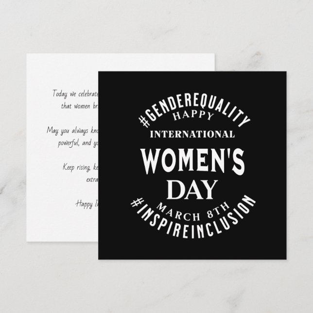 Carte International Women's Day | March 8th Equality (Devant / Derrière)