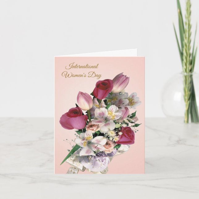 Carte International Women's Day, roses & tulips (Devant)