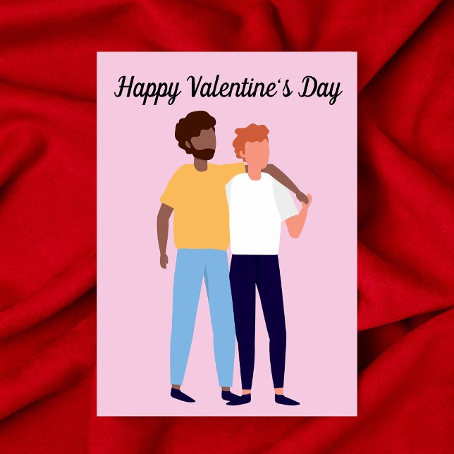 Carte Interracial Gay Couple Two Men Valentine's Day (Créateur téléchargé)