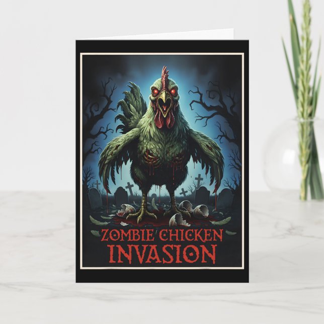 Carte Invasion de poulets zombies Horreur de ferme de mo (Devant)