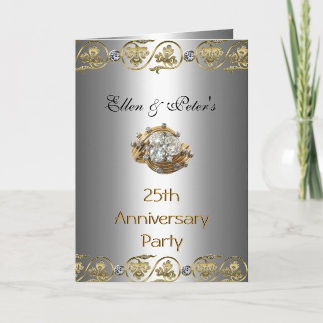 Carte Invitation 25e Anniversaire de Mariage Gol (Devant)