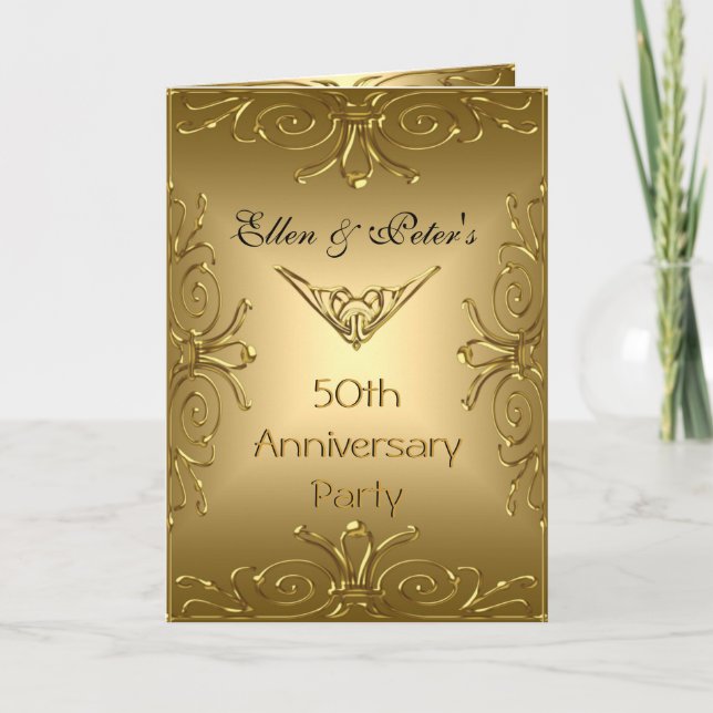 Carte Invitation 50 ans de Mariage Art Déco (Devant)