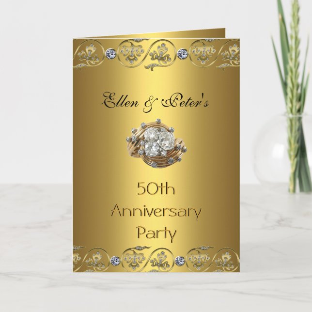 Carte Invitation 50e Anniversaire de Mariage Gol (Devant)