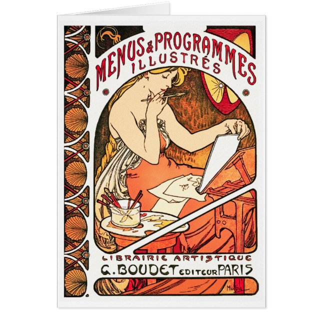 Carte / Invitation : Alphonse Mucha - Menus (Devant)