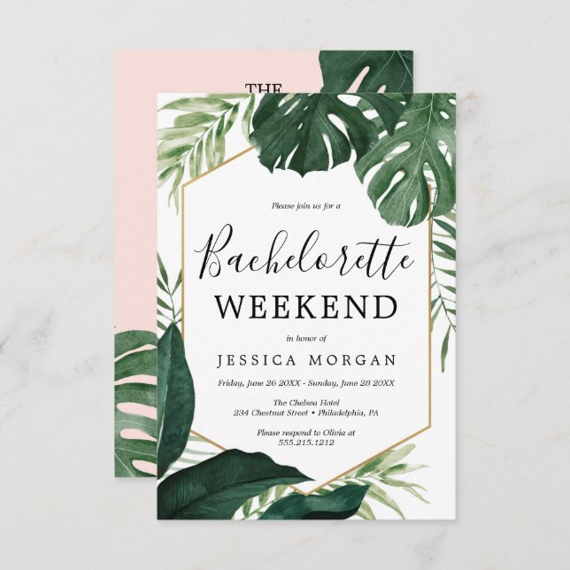 Carte Invitation de la fête de la bachelorette Tro (Devant / Derrière)