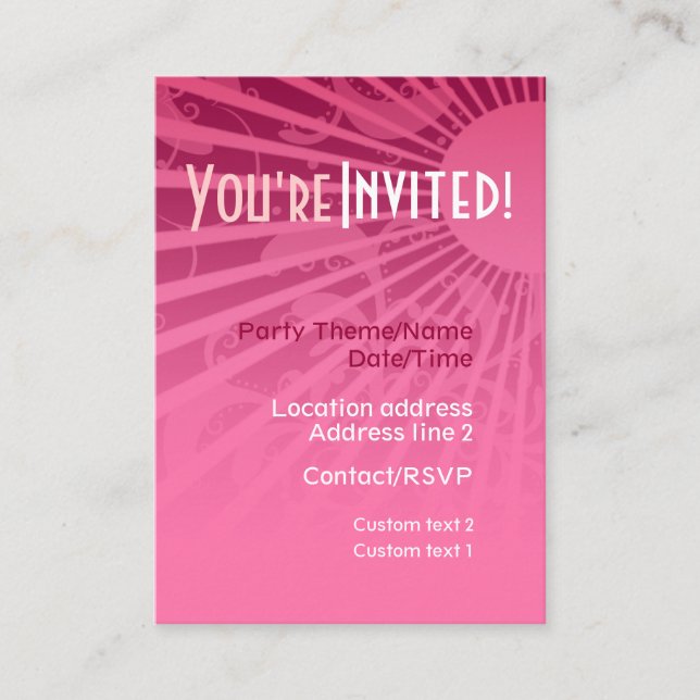 Carte Invitation GirlyRays Party (Devant)