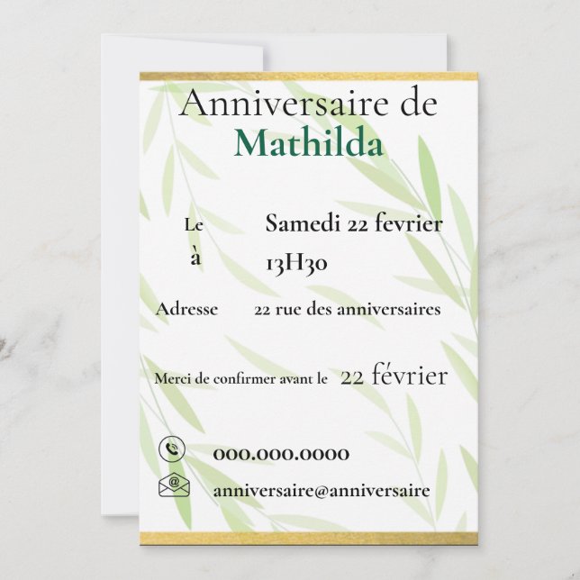 carte invitation / invitation card (Devant)