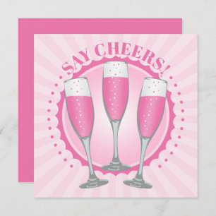 Carte Invitation Mimosa Pink Champagne Glasses