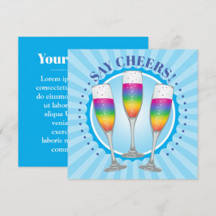Carte Invitation Mimosa Rainbow Champagne Glasses