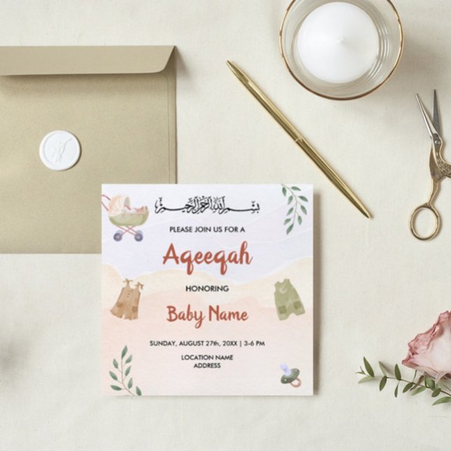 Carte Invitation moderne Boho Aqeeqah Aqiqah Insta (Créateur téléchargé)