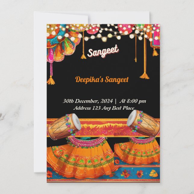 Carte Invitation Sangeet (Devant)