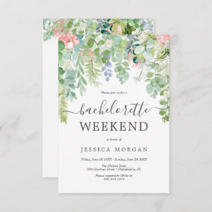 Carte Invitation Soft Greenery Bachelorette Party