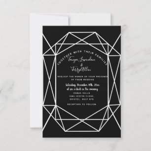 carte INVITE pour mariage en cristal noir géométri