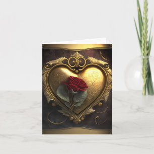 Carte Ionic Gold Heart Rose Romantique Saint-Valentin