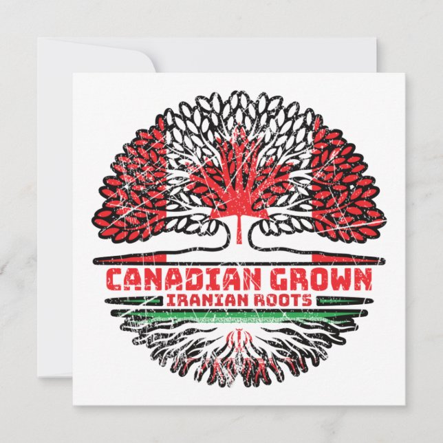 Carte Iran Canada - drapeau des racines de l'arbre (Devant)