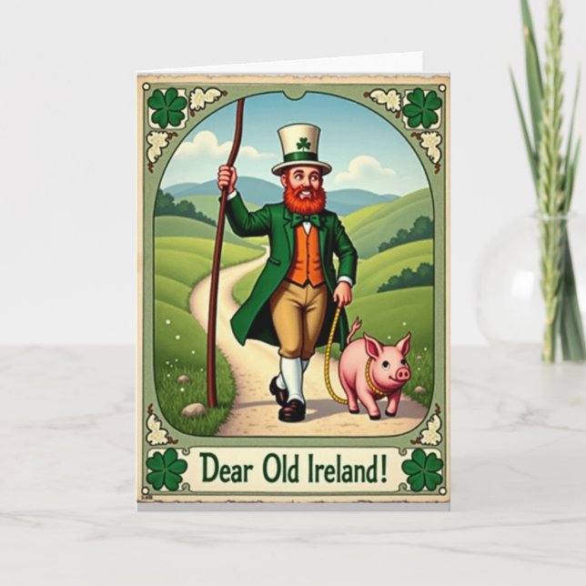 Carte Ireland Man And Pig Fun Day Card (Devant)