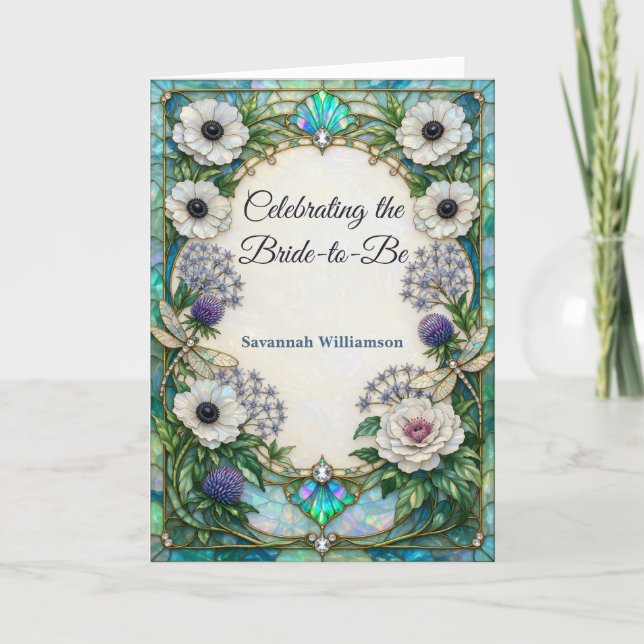 Carte Iridescent Art Nouveau Botanical Bridal Shower  (Devant)