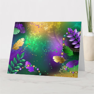 Carte Iridescente mardi gras arrière - plan avec perles