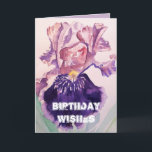 Carte Iris aquarelle Purple Garden Love Birthday Card<br><div class="desc">Iris Watercolor Purple Garden Love Birthday Card. Une carte magnifique,  son vide laissé à l'intérieur pour que vous puissiez ajouter votre propre message. Conçu à partir d'une de mes aquarelles iris originales.</div>