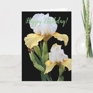 Carte Iris blancs et jaunes Fleur d'anniversaire
