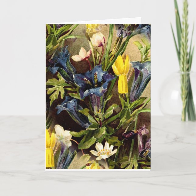 Carte Iris et jonquille vintage pour la fête des mères (Devant)