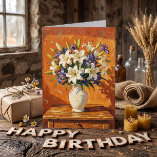 Carte Iris et Lys Joyeux Anniversaire Grand-Mère