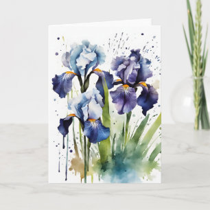 Carte Iris - Fleurs aquarelles