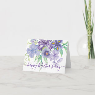 Carte Iris floral aquarelle