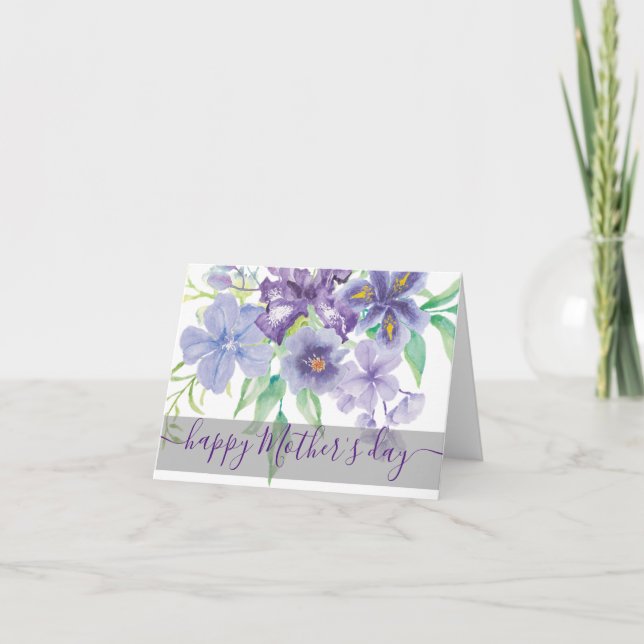 Carte Iris floral aquarelle  (Devant)