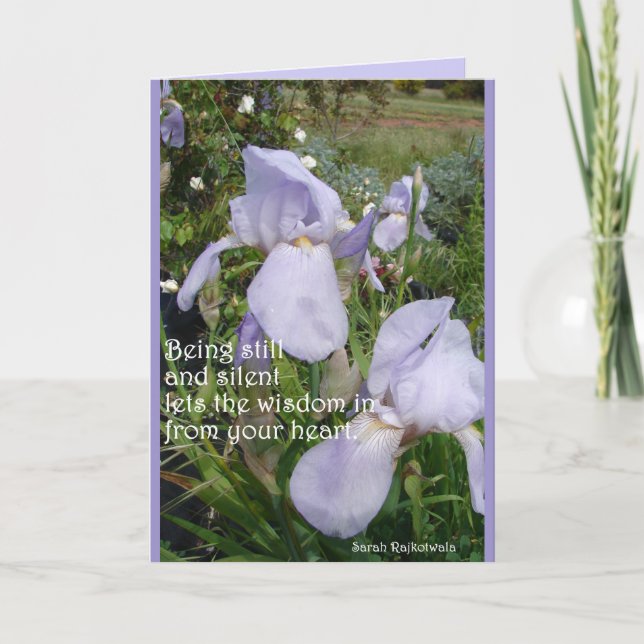 Carte Iris Irises Violet Floral Citation Inspirante (Devant)