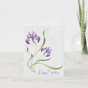 Carte Iris Violet Anniversaire Sur Bois