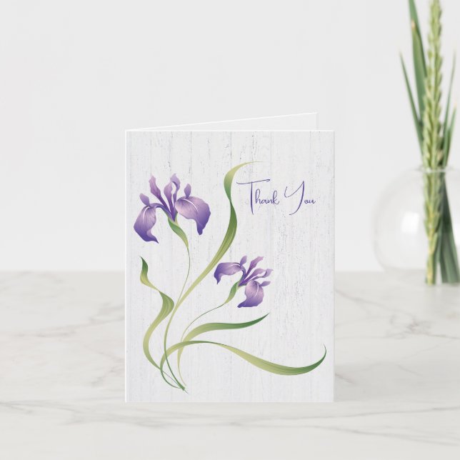 Carte Iris Violet Merci Sur Bois (Devant)