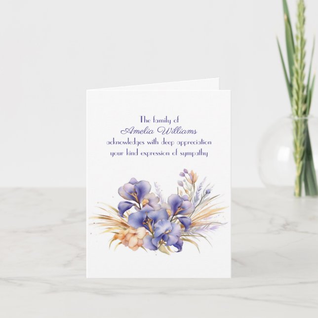 Carte Iris violet pour Merci de sympathie de la famille (Devant)