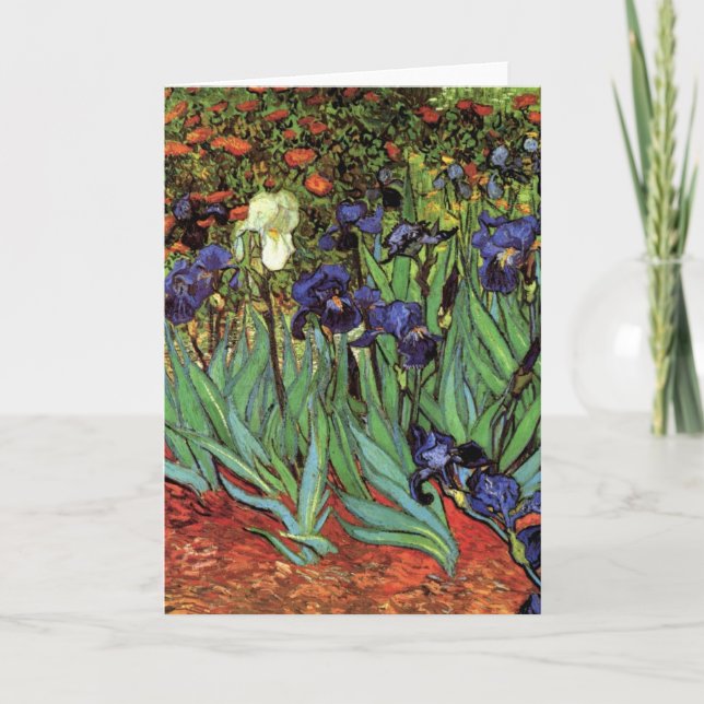 Carte Irises de Vincent van Gogh, Jardin Vintage (Devant)