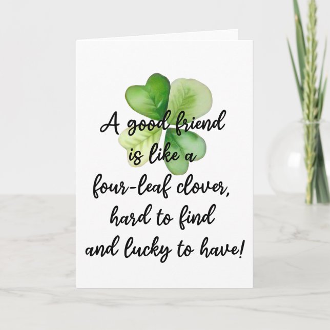 Carte Irish Blessing Lucky 4 Leaf Clover Friendship  (Devant)